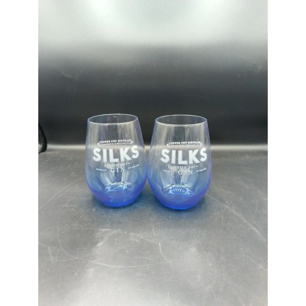 Set of 2 Silks Gin Blue Gradient Tulip Sifter Glasses Irish Gin Ireland
